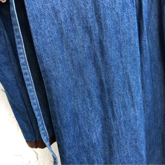 Vintage Western Blue Maxi Dress with Brown Accents - Picture 9 of 11